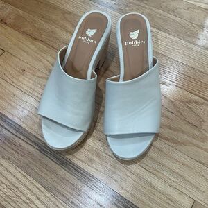 Bobbies cream wooden sandals